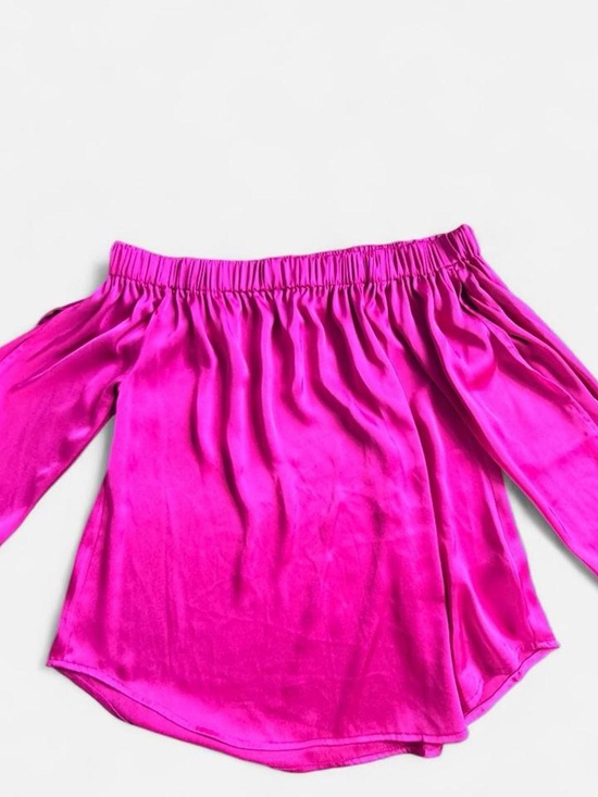 Express Tops - Express Hot Pink Off-Shoulder Satin Blouse
